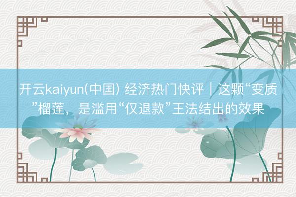 开云kaiyun(中国) 经济热门快评｜这颗“变质”榴莲，是滥用“仅退款”王法结出的效果