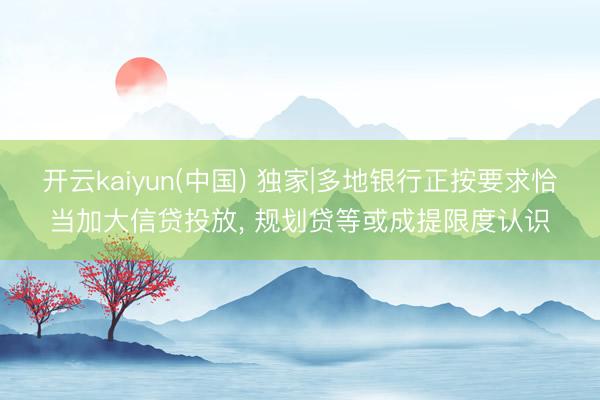 开云kaiyun(中国) 独家|多地银行正按要求恰当加大信贷投放， 规划贷等或成提限度认识