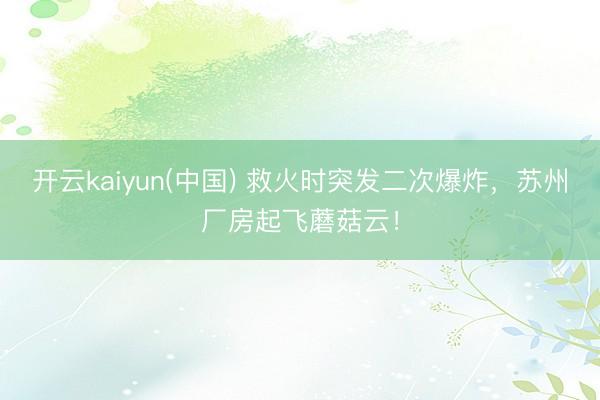 开云kaiyun(中国) 救火时突发二次爆炸，苏州厂房起飞蘑菇云！
