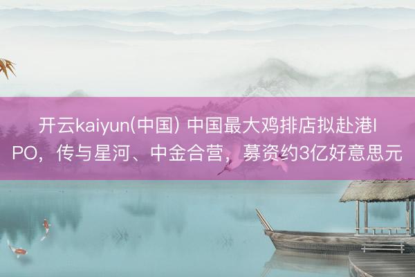 开云kaiyun(中国) 中国最大鸡排店拟赴港IPO，传与星河、中金合营，募资约3亿好意思元
