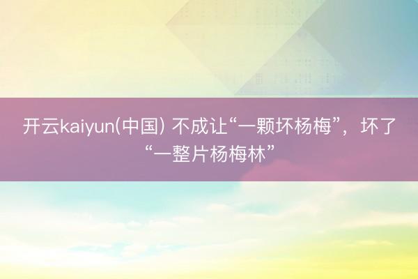 开云kaiyun(中国) 不成让“一颗坏杨梅”，坏了“一整片杨梅林”